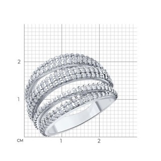 Кольцо из серебра с фианитами «Сияние линий» Соколов (арт.94013853)
