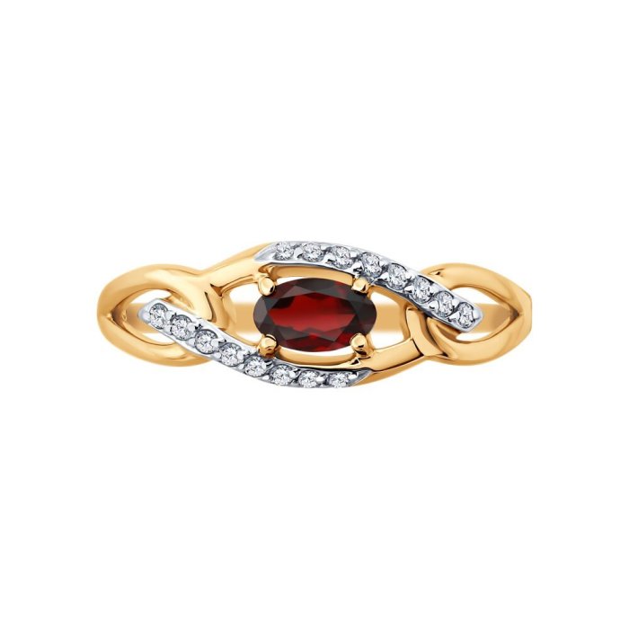 Кольцо золотое пробы 585 с гранатом (Арт.717293)