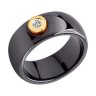 Чёрное керамическое кольцо с бриллиантом (Арт.6015001)