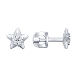Серьги-пусеты из серебра с фианитами (Арт.94020646)
