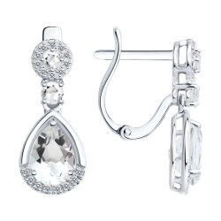 Серьги золотые пробы 585 с горным хрусталем (Арт.72-00532-3)