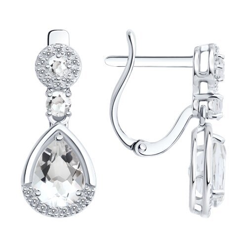 Серьги золотые пробы 585 с горным хрусталем (Арт.72-00532-3)