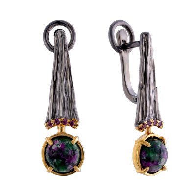 Серебряные серьги BEAVERS с цоизитом 2439co_ox