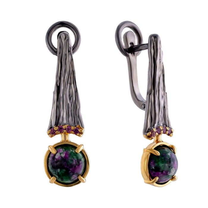 Серебряные серьги BEAVERS с цоизитом 2439co_ox