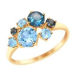 Кольцо золотое пробы 585 с миксом камней (Арт.715003)