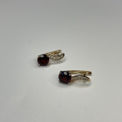 Серьги золотые с гранатом и фианитом «New Colour Shine» Estet (арт.01С3115345-2)