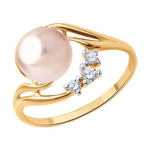 Кольцо золотое пробы 585 с жемчугом (Арт.791260)