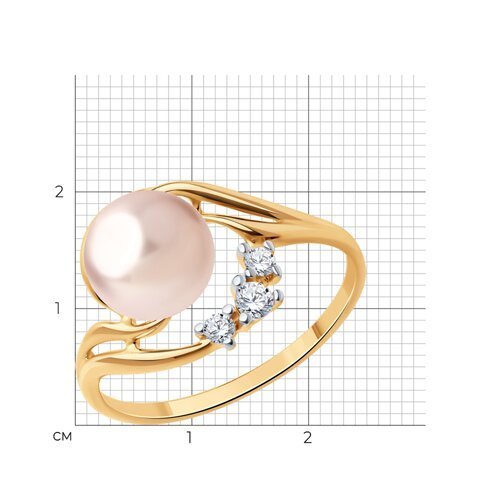 Кольцо золотое пробы 585 с жемчугом (Арт.791260)