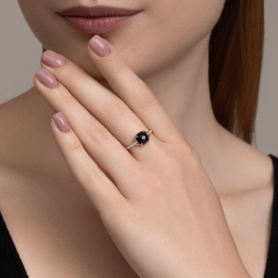 Кольцо золотое с агатом и бриллиантами «Ночная Тайна» SOKOLOV (арт.71-00309)