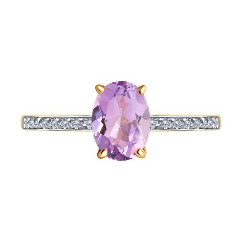 Кольцо золото 585 с аметистом и фианитами «Лавандовый мираж» Соколов (арт.716694)