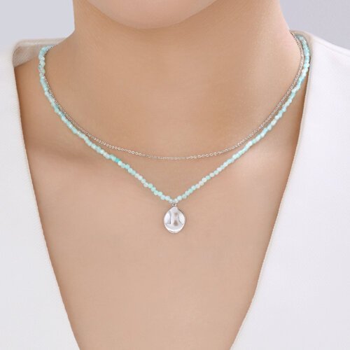 Колье из серебра с амазонитом (Арт.83070073)