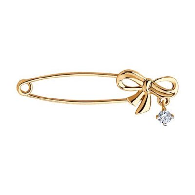 Брошь - булавка из золота с фианитами (Арт.040291)