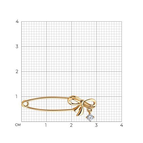 Брошь - булавка из золота с фианитами (Арт.040291)