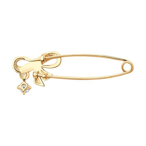 Брошь - булавка из золота с фианитами (Арт.040291)