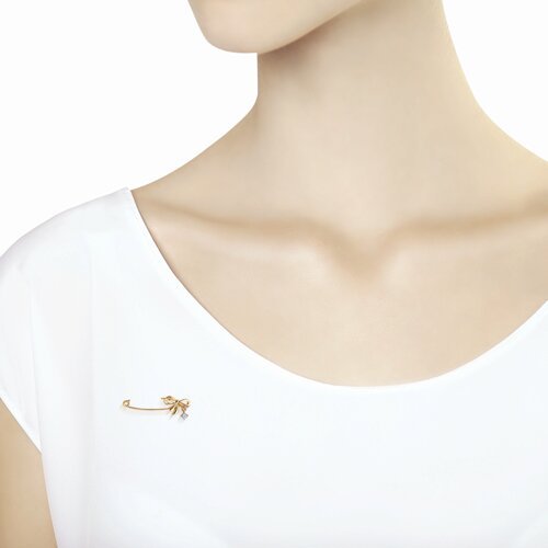 Брошь - булавка из золота с фианитами (Арт.040291)