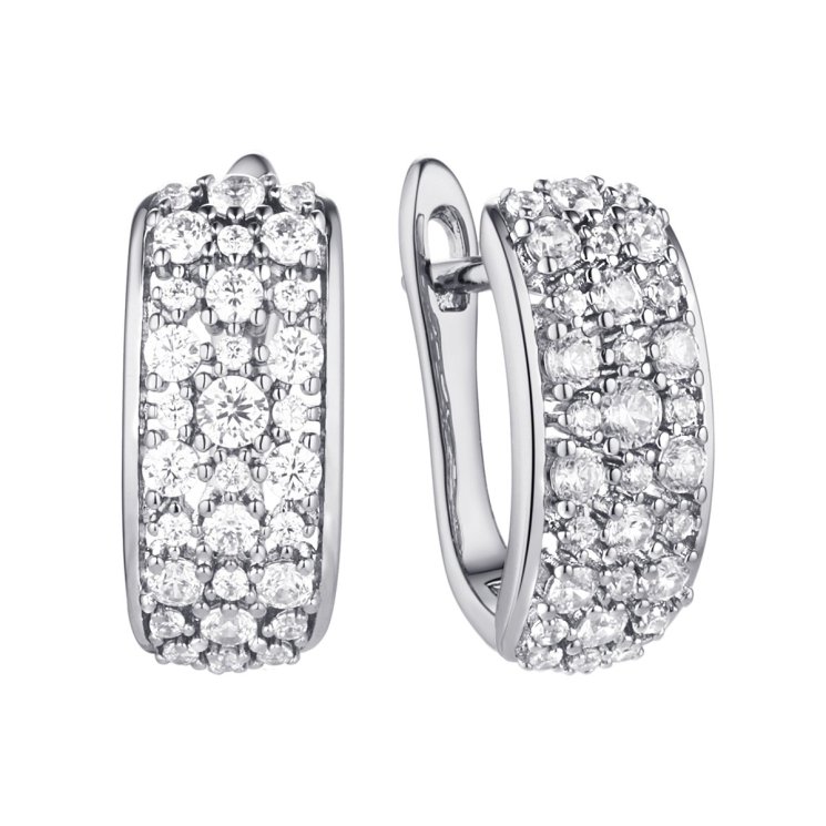 Серьги из серебра с фианитом (Арт.cz-e02719-x-w-x-x-w)