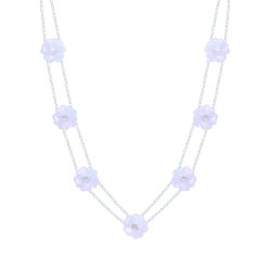 Ожерелье из белого золота с бриллиантом и халцедоном (Арт.00128n_ch_wg)