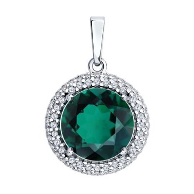 Подвеска из серебра с кварцем и фианитами (Арт.92030835)