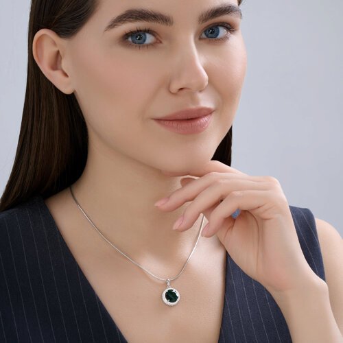 Подвеска из серебра с кварцем и фианитами (Арт.92030835)