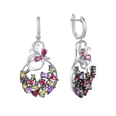 Серьги из белого золота с бриллиантом (Арт.ae37294b-10_sr_mc_wg)