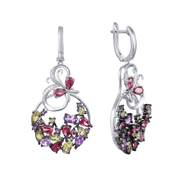 Серьги из белого золота с бриллиантом (Арт.ae37294b-10_sr_mc_wg)