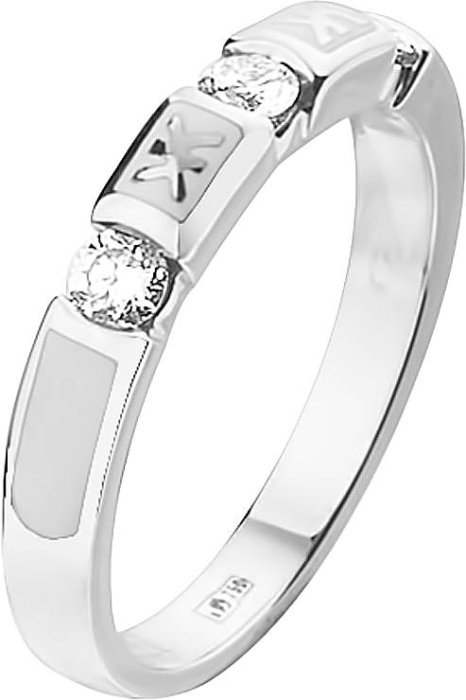 Кольцо из белого золота с бриллиантом и эмалью (Арт.dkl32lbtg)