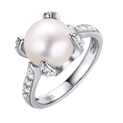 Кольцо серебряное с жемчугом и фианитами «Nautilus Grace» Fresh Jewelry (арт.PI-R02898-X-W-PN-X-W)