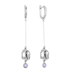 Серьги из серебра с куб. цирконием и ситаллом (Арт.rb-e366-1-x-w-ov32-x-w)
