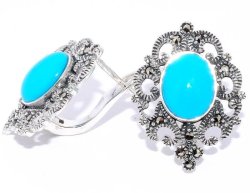 Серьги Серебряные крылья (Арт.220028-39-182_biryuzapr_markazit)