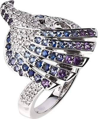 Кольцо из белого золота с аметистом и бриллиантом (Арт.si030gvb2)