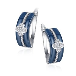 Серьги из серебра с керамикой и куб. цирконием (Арт.tc-e00134-vl-w-x-x-w)