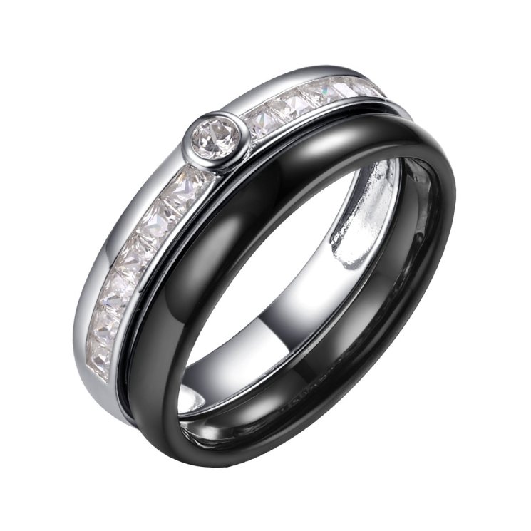 Кольцо из серебра с керамикой и фианитом (Арт.tc-r00670-b-w-w-x-w)