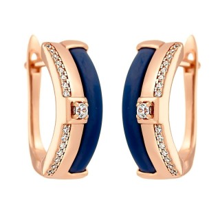Серьги серебряные с керамикой и фианитами «Полуночный глянец» Fresh Jewelry (арт.TM-E00689-Вl-G-W-X-W)