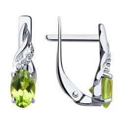 Серьги из серебра с хризолитами и фианитами (Арт.94-320-00177-2) Серьги из серебра с хризолитами и фианитами (Арт.94-320-00177-2)