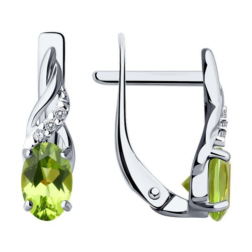 Серьги из серебра с хризолитами и фианитами (Арт.94-320-00177-2) Серьги из серебра с хризолитами и фианитами (Арт.94-320-00177-2)