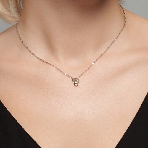 Колье из золочёного серебра с бриллиантом (Арт.87070037)