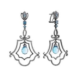 Серьги золото с лондонским топазом и бриллиантами «Королевский Бал» My Jewels (арт.ME31462)