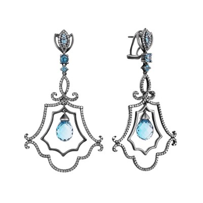 Серьги золото с лондонским топазом и бриллиантами «Королевский Бал» My Jewels (арт.ME31462)