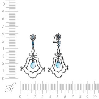 Серьги золото с лондонским топазом и бриллиантами «Королевский Бал» My Jewels (арт.ME31462)