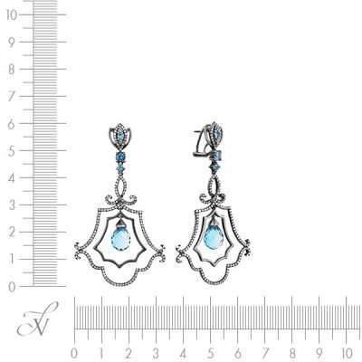 Серьги золото с лондонским топазом и бриллиантами «Королевский Бал» My Jewels (арт.ME31462)
