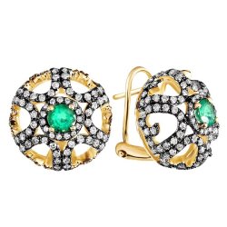 Серьги из золота с бриллиантом и изумрудом (Арт.me33998-br-em-yg_sr_dn_em_yg)