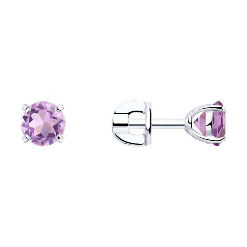 Серьги-пусеты из серебра с аметистами (Арт.92021089)