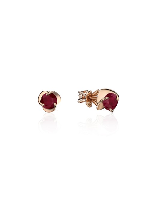 Серьги золотые с рубином «Алая Роза» Estet (арт.01С515569-2)
