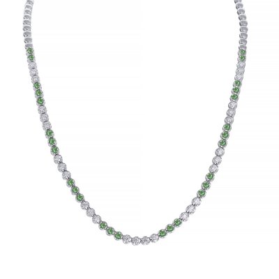 Ожерелье из белого золота с бриллиантом и изумрудом (Арт.n9031_ygdwem_kl_em_wg)