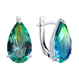 Серьги из серебра с ситаллом «Изумрудная Капля» Соколов (арт.9202)