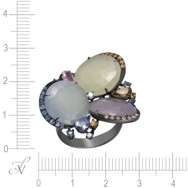 Кольцо из золота с бриллиантом и корундом (Арт.r01404k_ko_dn_sa_sm_cr_blk)