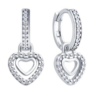 Серьги из серебра с фианитами «Сердце сияния» Соколов (арт.94027023)