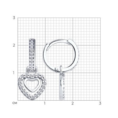 Серьги из серебра с фианитами «Сердце сияния» Соколов (арт.94027023)