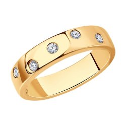 Кольцо из золочёного серебра с фианитами (Арт.93-110-01515-1)