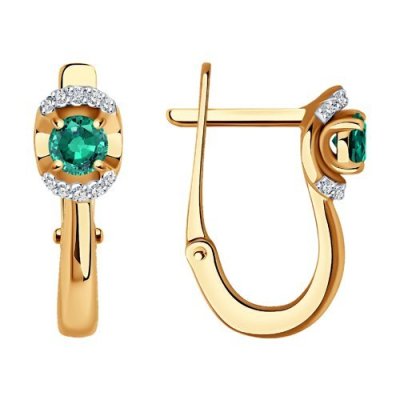 Серьги золотые с бриллиантами и изумрудами «Изумрудное сияние» Соколов (арт.3020524)